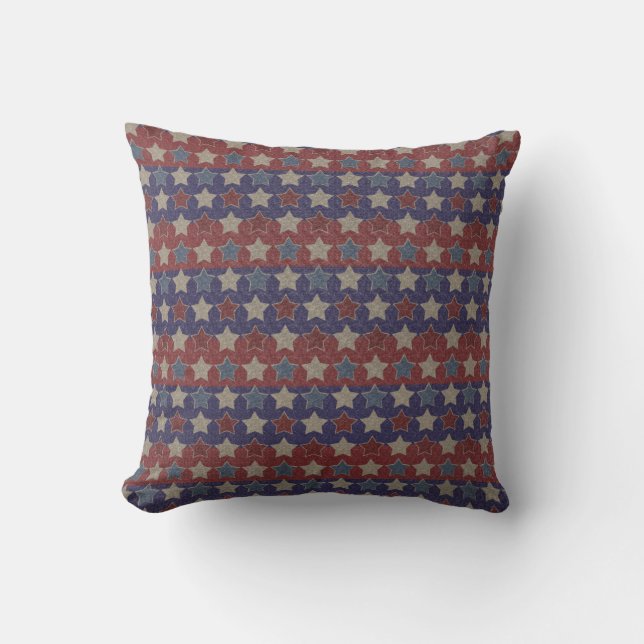 Red White Blue Vintage Stars Cushion (Front)