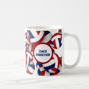red white blue volleyball team colours coach gift coffee mug