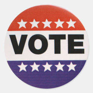 Red White & Blue Vote Design Classic Round Sticker