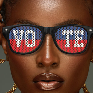 Red White & Blue Vote Election Day Voting Retro Sunglasses