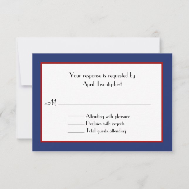 Red, White, & Blue Wedding RSVP Card (Front)