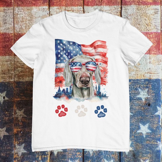 Red White Blue Weimaraner Dog American 4th of July T-Shirt (Creator Uploaded)