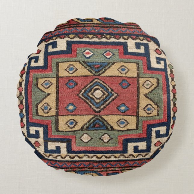 Red White Blue Western Lone Star Dallas  Round Cushion (Front)