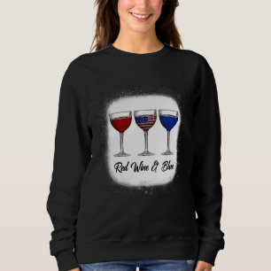 Red White Blue Wine Glasses 4th Of July Patriotic  Sweatshirt