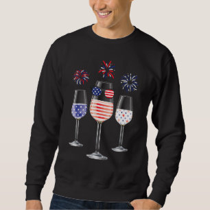 Red White Blue Wine Glasses American Flag Happy 4t Sweatshirt