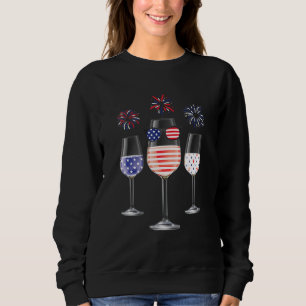 Red White Blue Wine Glasses American Flag Happy 4t Sweatshirt