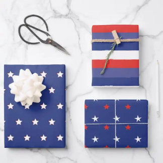 Red White & Blue Wrapping Paper Sheet