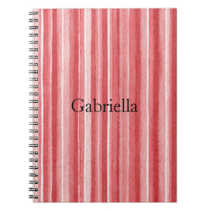 Red White Blush Pink Stripes Notebook