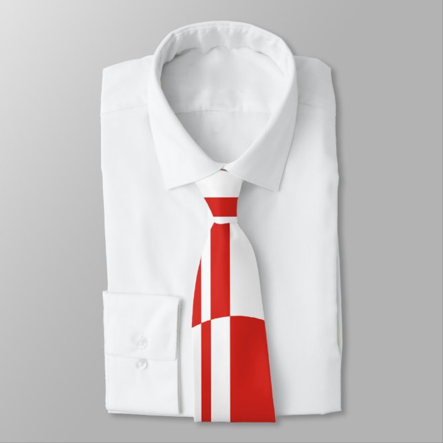 Red white bold circle stripes positive negative tie (Tied)
