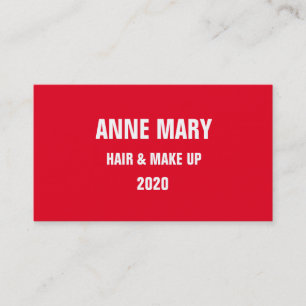 Red White Bold Hair & Make Up Stylish Modern Business Card