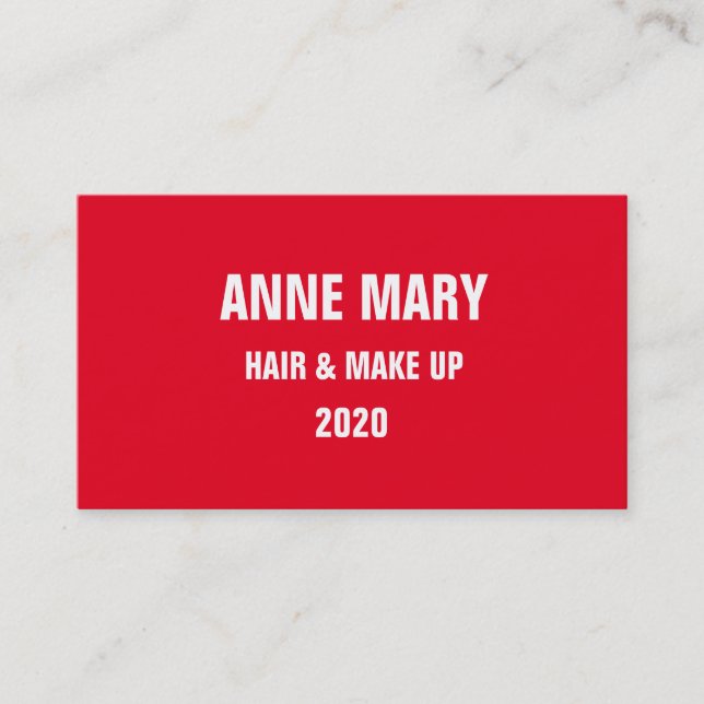 Red White Bold Hair & Make Up Stylish Modern Business Card (Front)