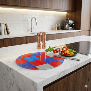 Red, White & Bold – Patriotic Decorative Glass Cutting Board