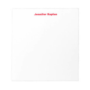 Red White Bold Plain Simple Professional Modern Notepad