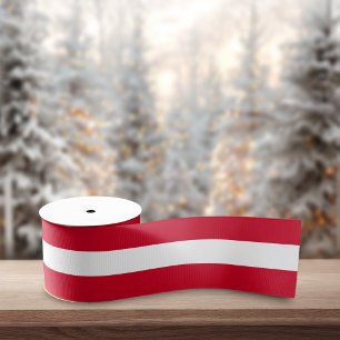Red & White Bold Retro Stripes Christmas Grosgrain Ribbon