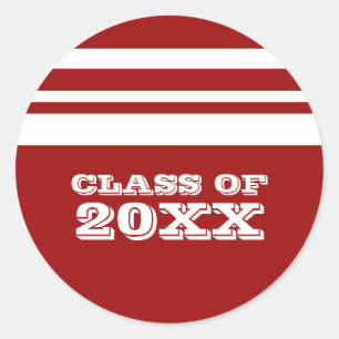 Red/White Bold Stripes Graduation Stickers