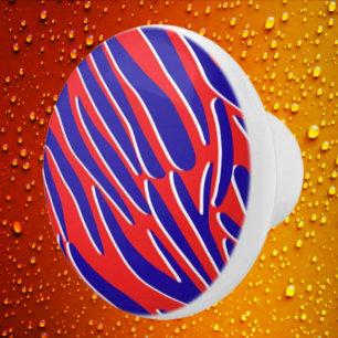 Red, White & Bold Tiger Stripe Ceramic Knob
