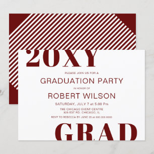 Red White Bold Typography Graduation Party Invita Invitation