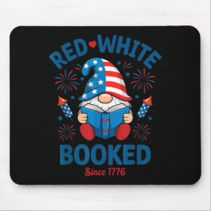 Red White Booked Firework Patriotic Reader Mouse Pad