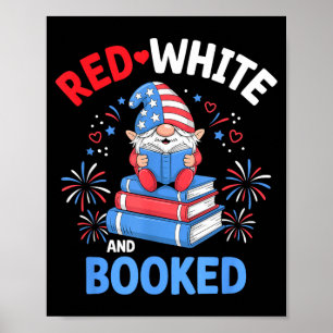 Red White Booked Patriotic Reader American Flag Poster