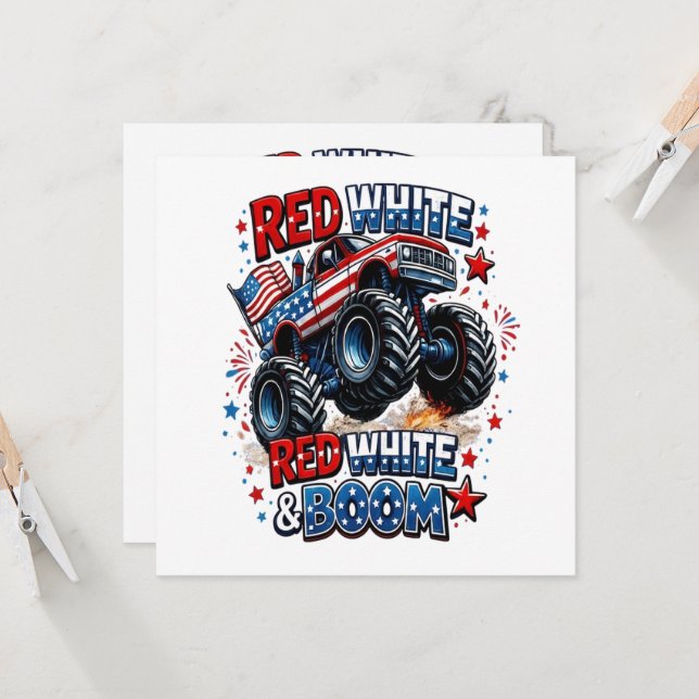 Red White Boom Monster Truck (Front/Back In Situ)