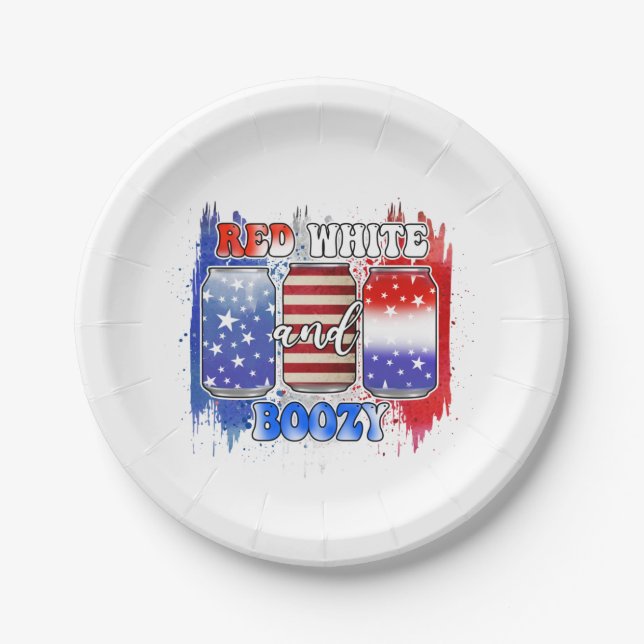 Red, White & Booz  4th Of July Paper Plate (Front)