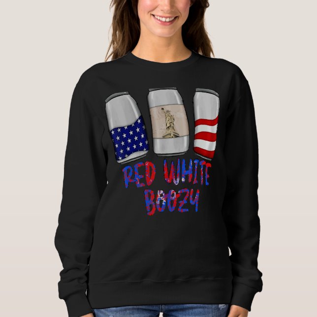 Red White Boozy  4th Of July Drinking Independence Sweatshirt (Front)