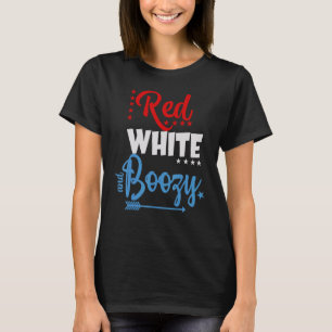 Red White Boozy American Flag Fourth Of July T-Shirt