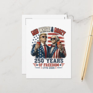 Red White Boozy Trump George Washington 250 Holiday Postcard
