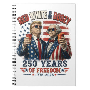 Red White Boozy Trump George Washington 250 Notebook