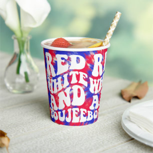 Red White Boujee America Bachelorette  Paper Cups