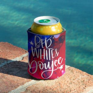 Red White Boujee Funny July 4th Bachelorette Party Can Cooler