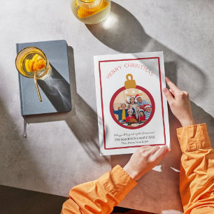 Red & White Bow Coquette Christmas Photo Card 