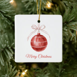 Red White Bow Ornament Christmas