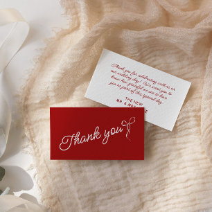 Red & White Bow Sketch Wedding Thank You Card