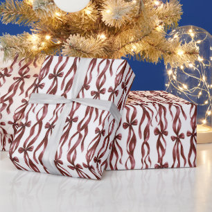 Red White Bows Christmas Wrapping Paper