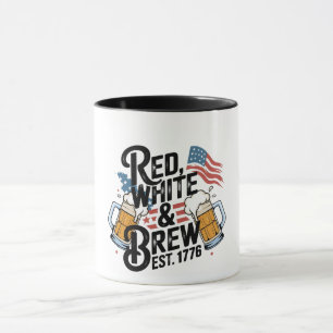 Red White & Brew Est 1776 4Th of July 250th USA Mug