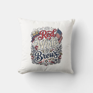 Red White & Brews Patriotic Beer Shirt Design_1 Cushion
