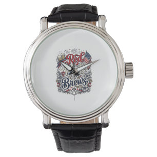 Red White & Brews Patriotic Beer Shirt Design_1 Watch