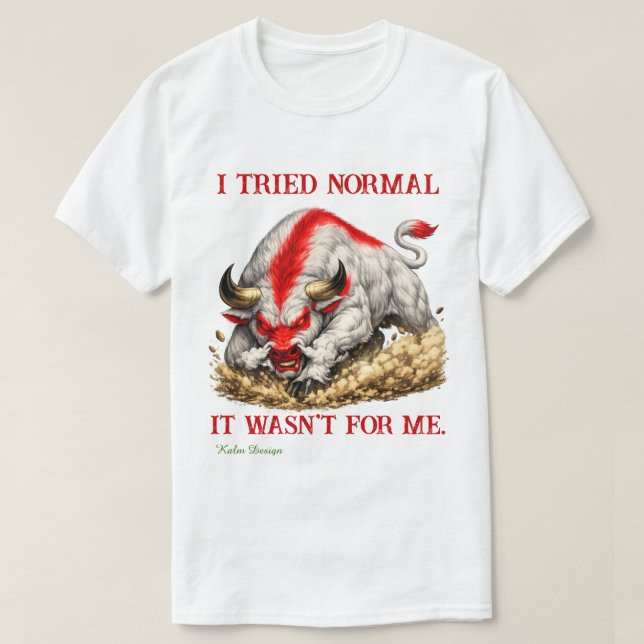 Red & White Bull  T-Shirt (Design Front)