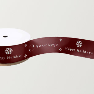 Red White Business Logo Christmas Snowflake Star S Satin Ribbon