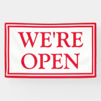 Red White Business We're Open Banner