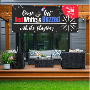 Red White & Buzzed 4th of July Party Banner