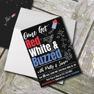 Red, White & Buzzed – Adult 4th of July Party Invitation
