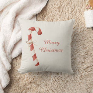 Red White Candy Cane Christmas Cushion