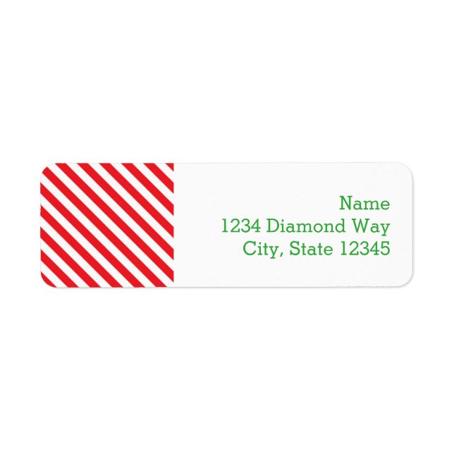 Red White Candy Cane Holiday Address Labels (Front)