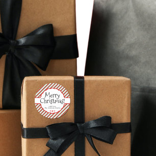 Red & White Candy Cane Stripe Holiday Gift Labels 