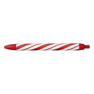 Red & White Candy Cane Stripes Christmas Black Ink Pen