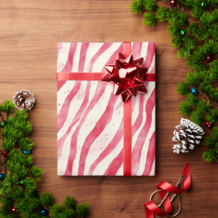 Red White Candy Cane Stripes Christmas Wrapping Paper