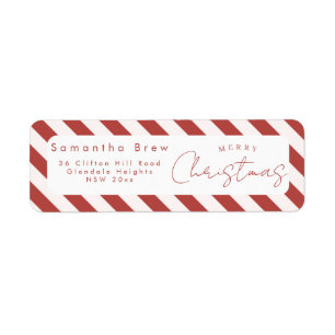 Red & White Candy Cane Stripes Merry Christmas
