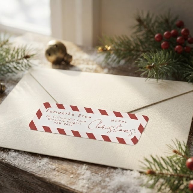 Red & White Candy Cane Stripes Merry Christmas (Creator Uploaded)